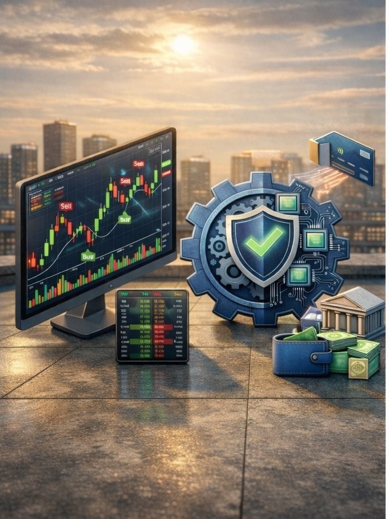 FinTech and trading systems: market data, algorithmic engine, risk controls, payments